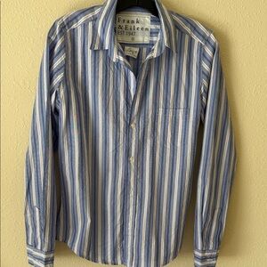Frank & Eileen Blue and White Striped Blouse